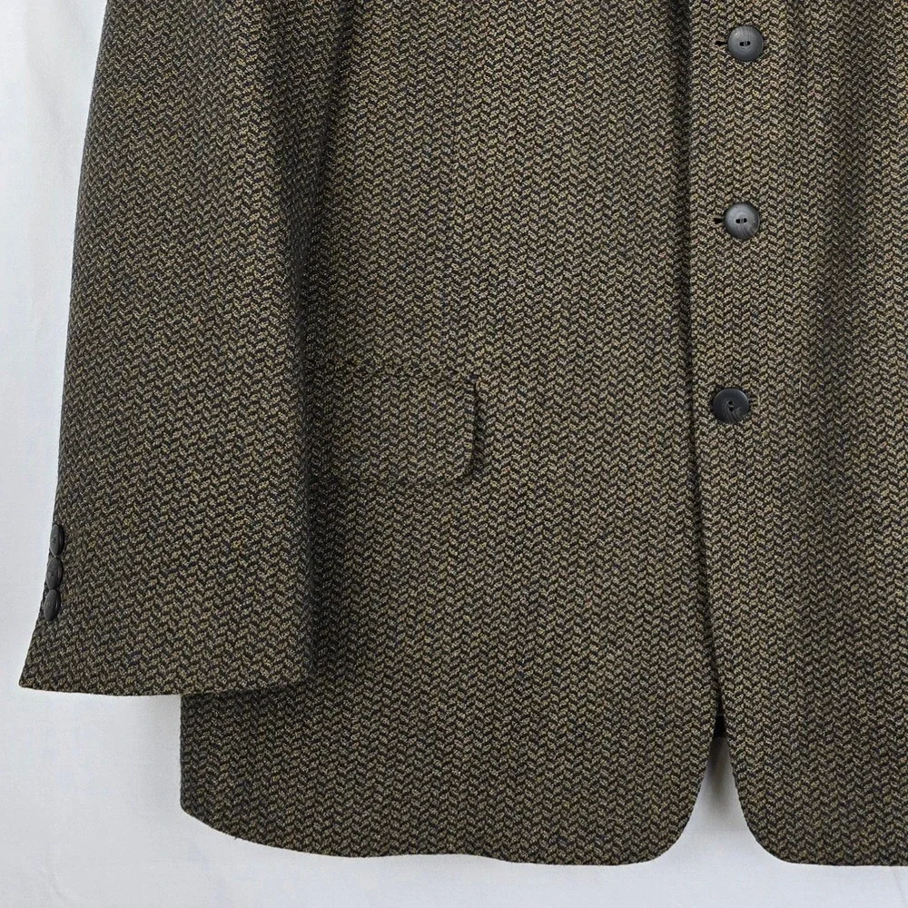 Bartolini Roma Mens Herringbone Italian Wool Sport Blazer Coat 3 Button Size 44R